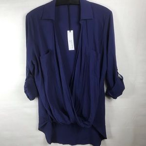 Blue top Cuff sleeves Sz. L.